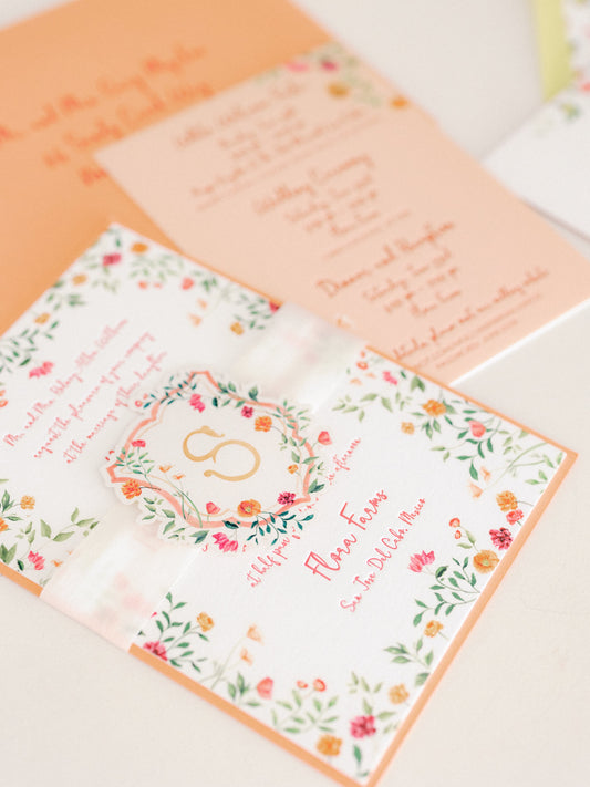 Bougainvillea Crest Beige Makeup Bag | Bridal by Emily Mayne Studio x ALEPEL