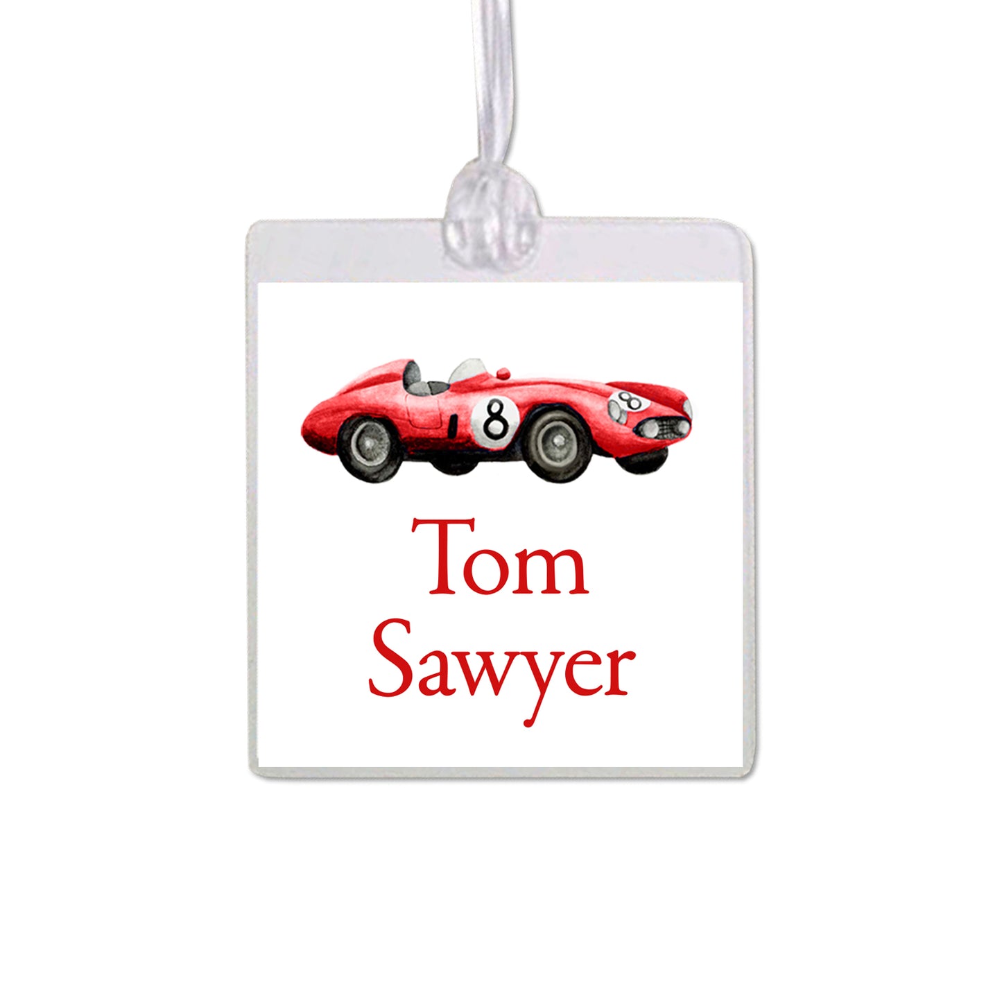 Red Race Car Bag Tag