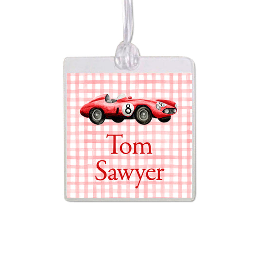 Red Race Car Bag Tag
