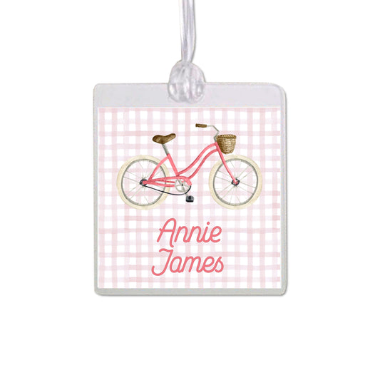 Pink Bicycle Bag Tag