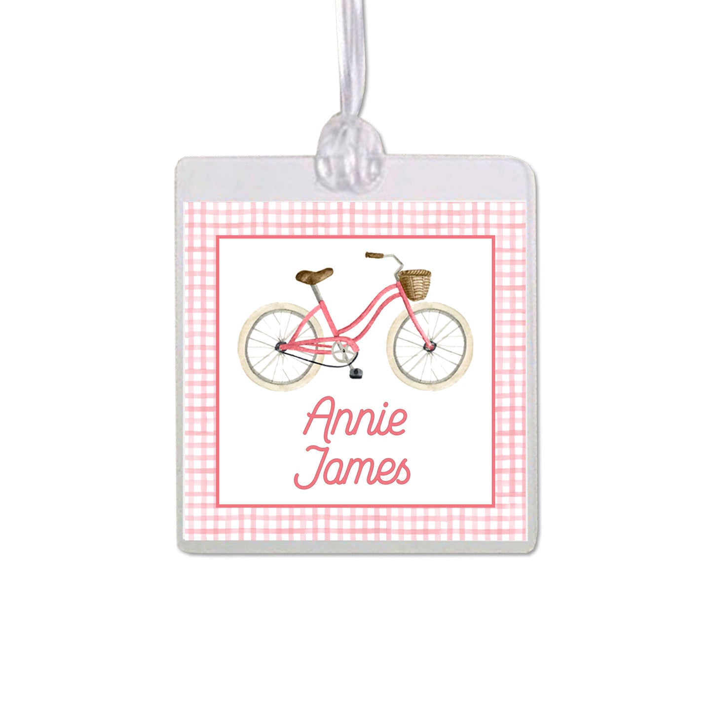 Pink Bicycle Bag Tag