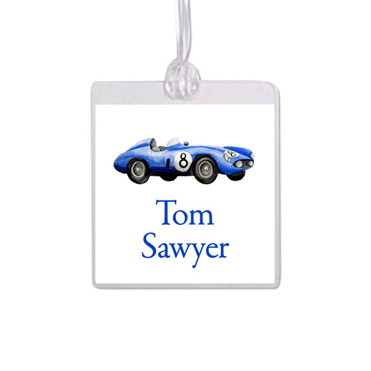 Blue Race Car Bag Tag