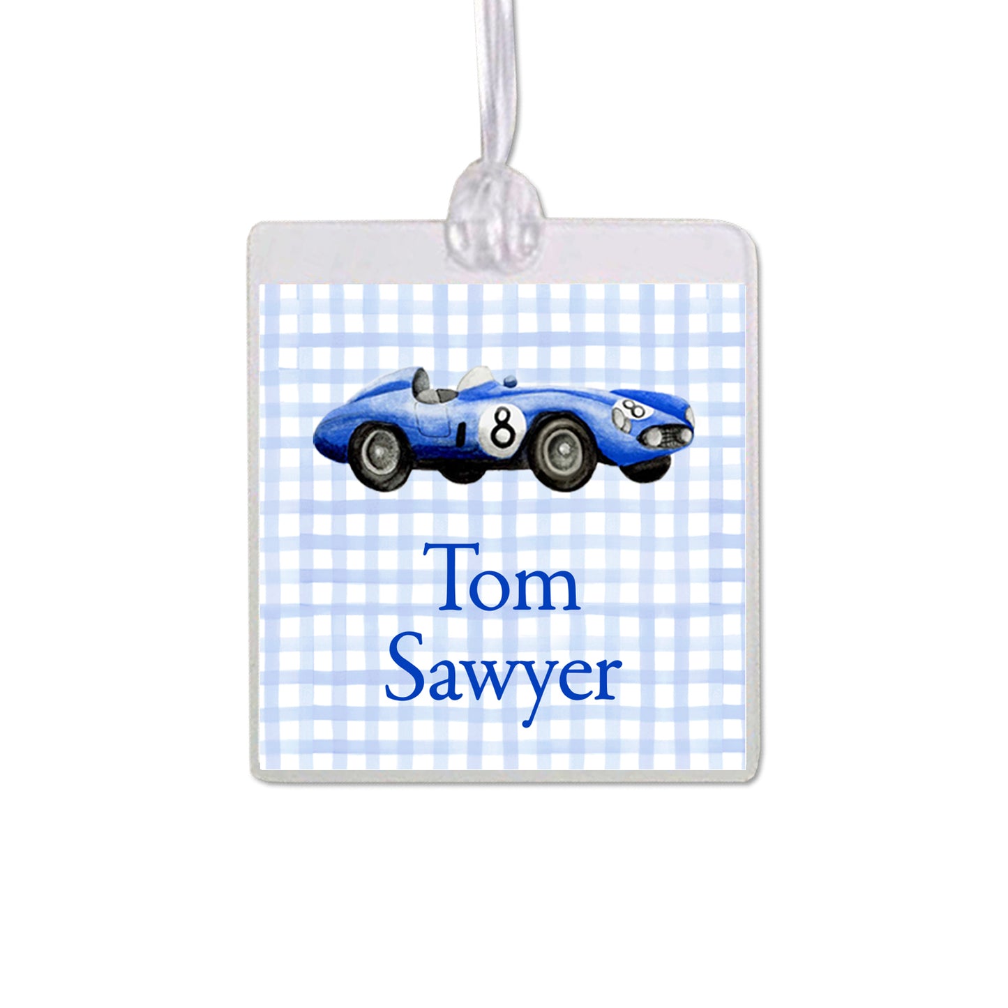 Blue Race Car Bag Tag