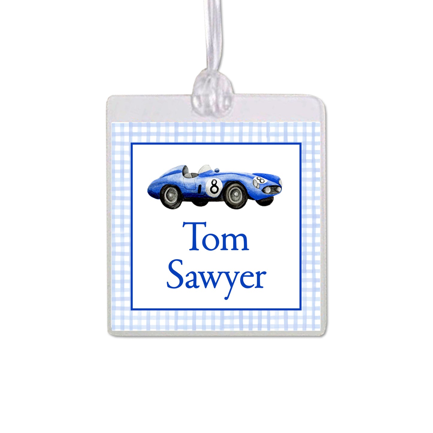 Blue Race Car Bag Tag