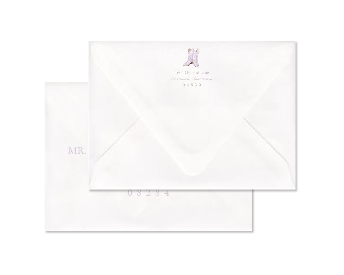 Lavender Boots Landscape Birth Announcement