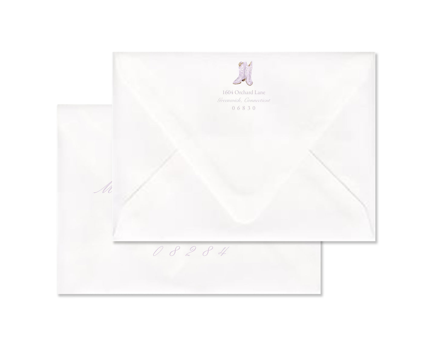 Lavender Boots Landscape Birth Announcement