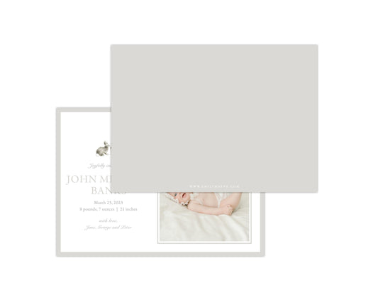 Gender Neutral Bunnies Landscape Birth Announcement