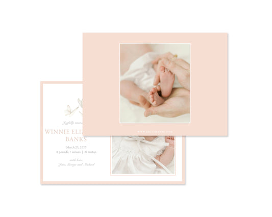 Classic Pink Butterflies Landscape Birth Announcement