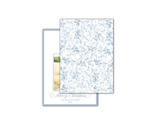 Fleur Crest Christmas Cards - Blue