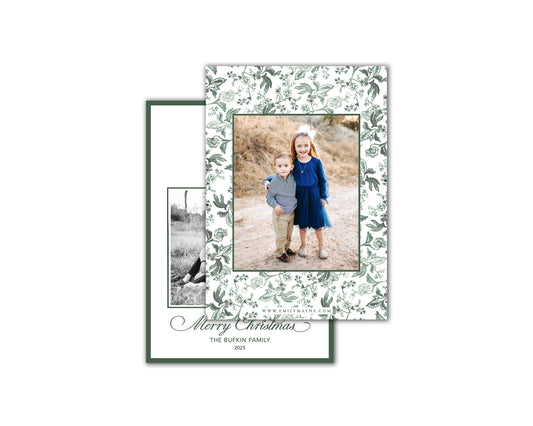Fleur Crest Christmas Cards - Green