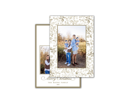 Fleur Crest Christmas Cards - Gold