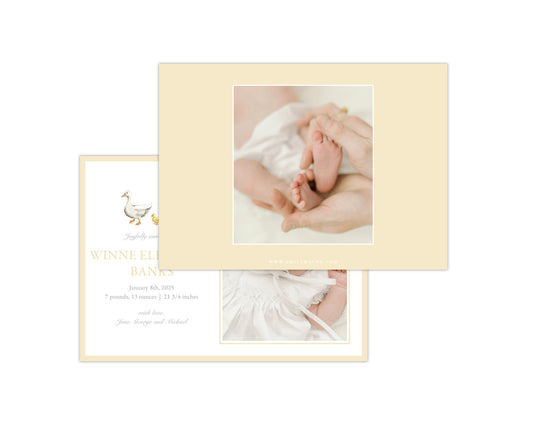 Classic Yellow Ducklings Landscape Birth Announcement
