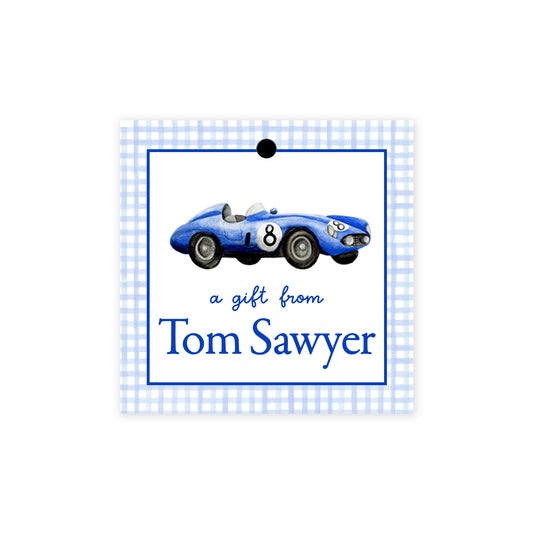 Blue Race Car Gift Tags