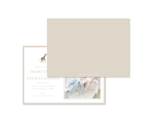 Gender Neutral Giraffe Landscape Birth Announcement