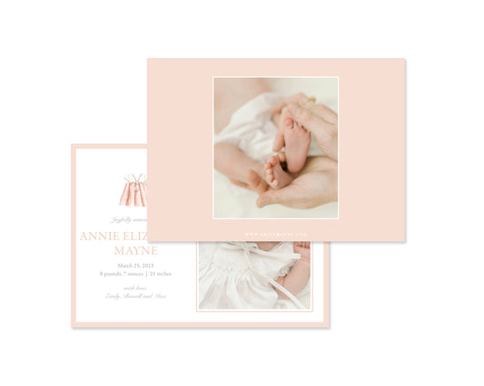 Classic Pink Heirloom Suite Landscape Birth Announcement
