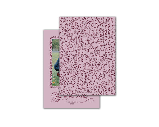 Joy to the World Christmas Cards - Mauve