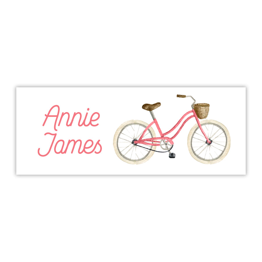 Pink Bicycle Water Resistant Labels