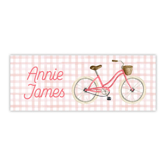 Pink Bicycle Water Resistant Labels