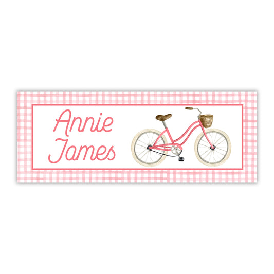 Pink Bicycle Water Resistant Labels
