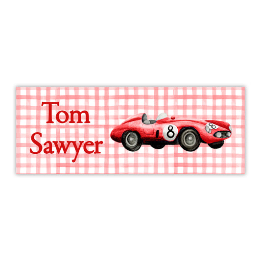 Red Race Car Water Resistant Labels