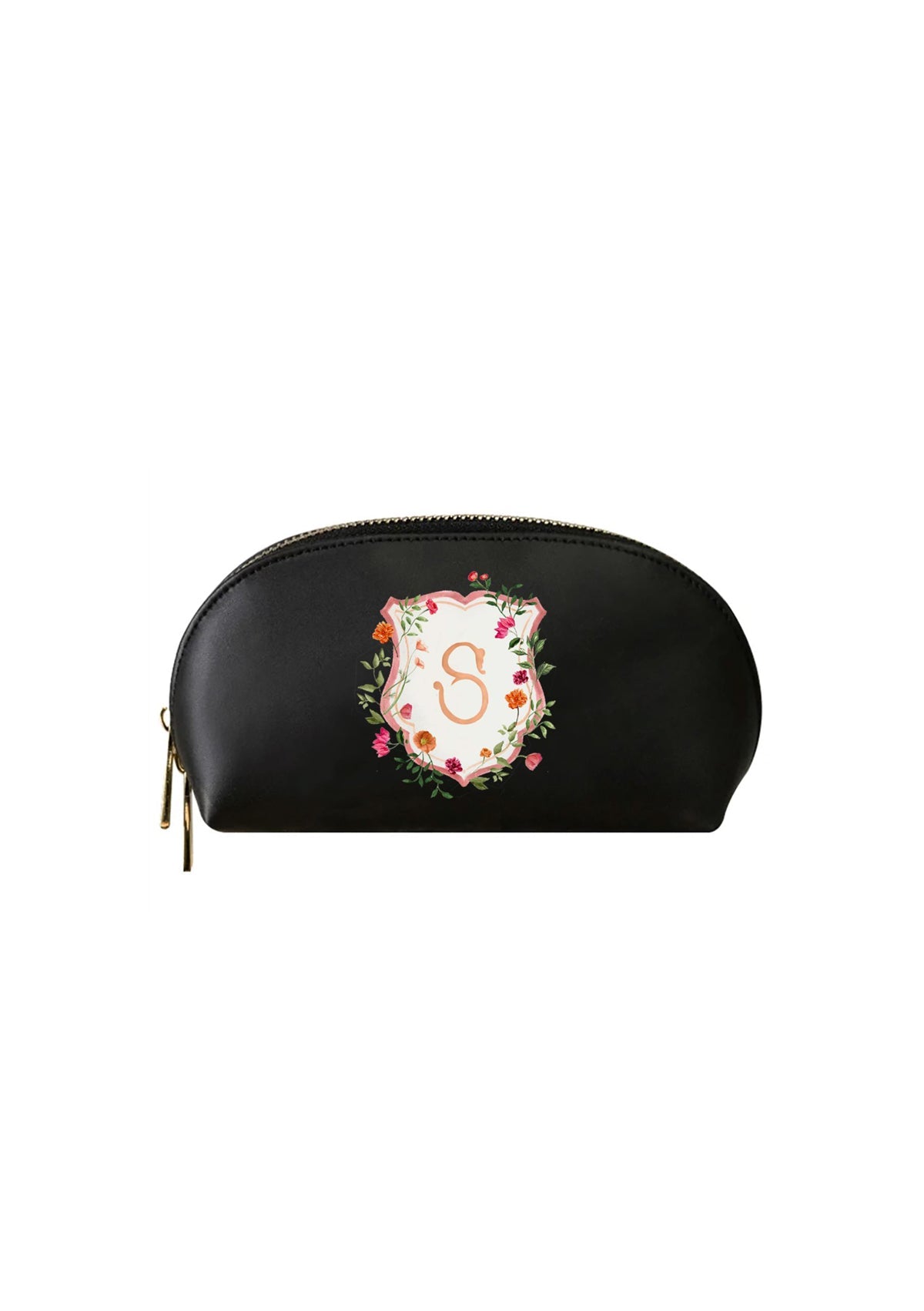Bougainvillea Crest Black Makeup Bag | Bridal by Emily Mayne Studio x ALEPEL