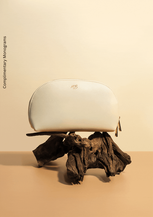 Chinoiserie Crest Beige Makeup Bag | Bridal by Emily Mayne Studio x ALEPEL