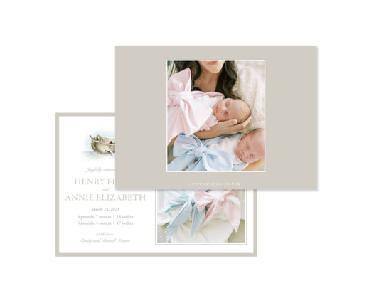 Gender Neutral Noah's Ark Landscape Birth Announcement