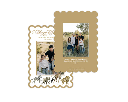 Our Wild Zoo Christmas Card - Gold