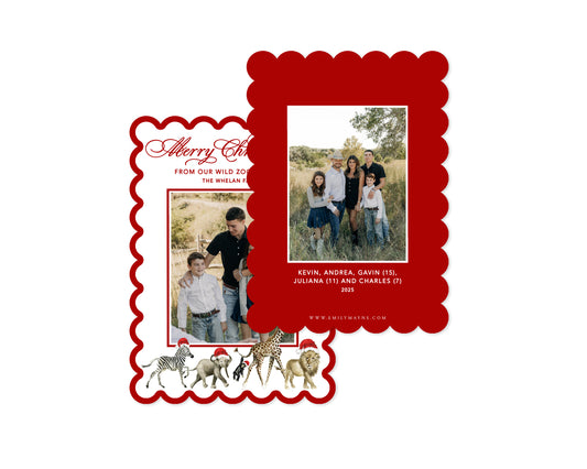 Our Wild Zoo Christmas Card - Red