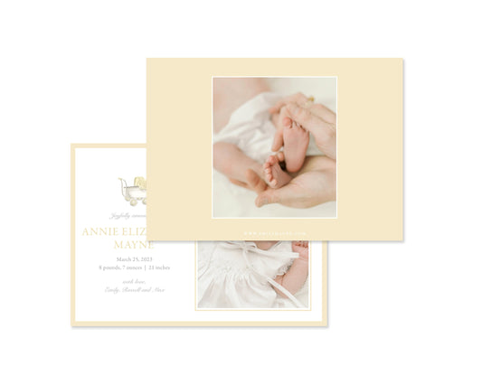 Gender Neutral Pram Landscape Birth Announcement