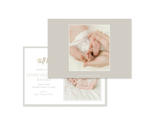 Gender Neutral Sheep Landscape Birth Announcement