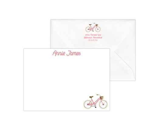 Pink Bicycle Stationery Set