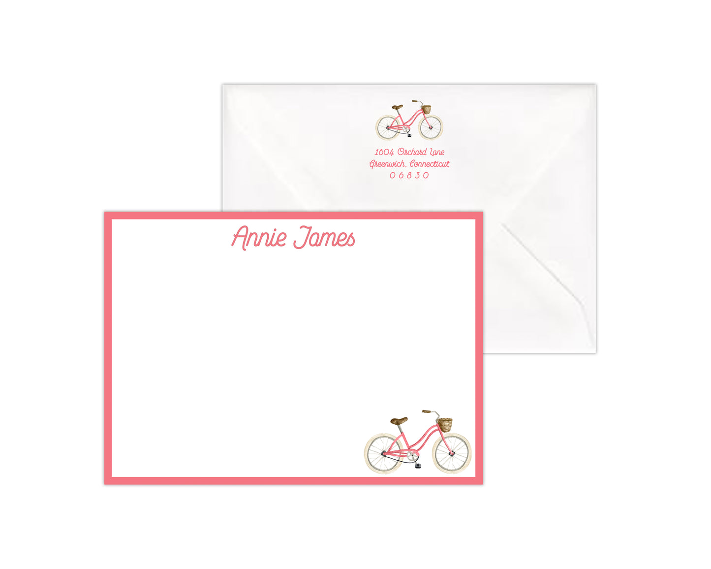 Pink Bicycle Stationery Set