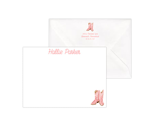 Pink Boots Stationery Set
