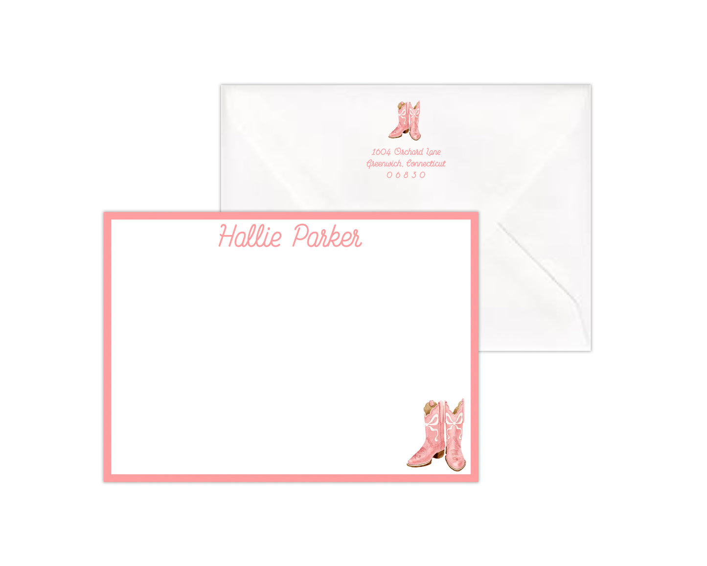Pink Boots Stationery Set