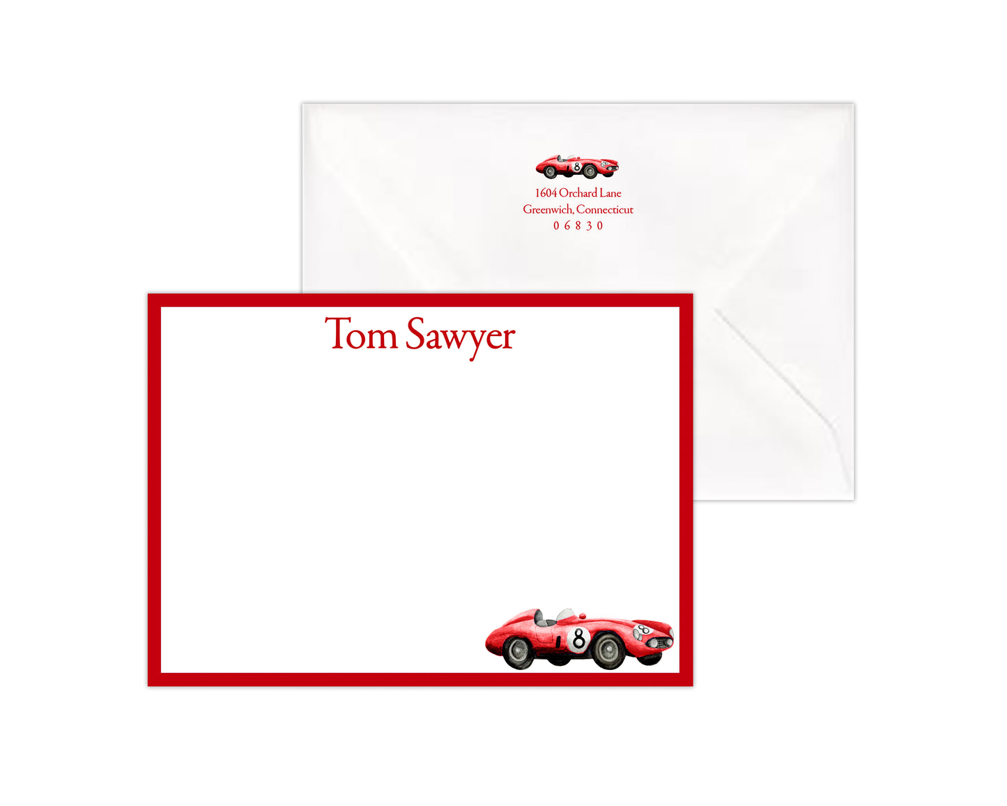 Red Race Car Stationery Set