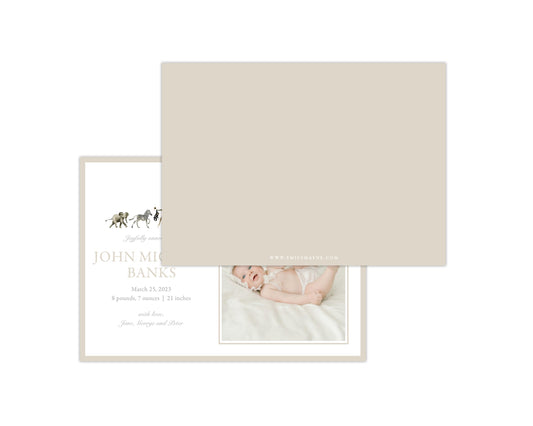 Gender Neutral Zoo Landscape Birth Announcement