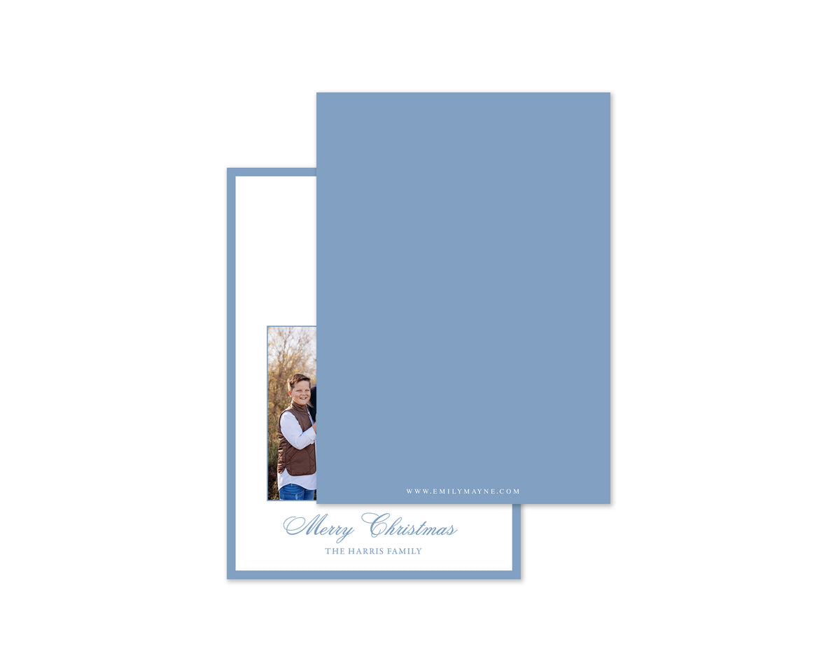Abundance Crest Personalized Christmas Cards - Blue