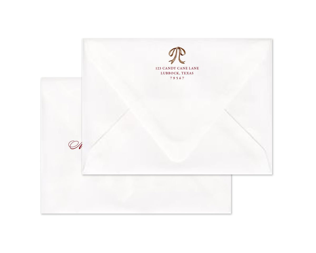 Abundance Crest Personalized Christmas Cards - Crimson