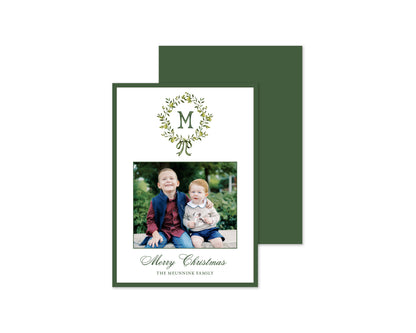 Abundance Crest Personalized Christmas Cards - Green