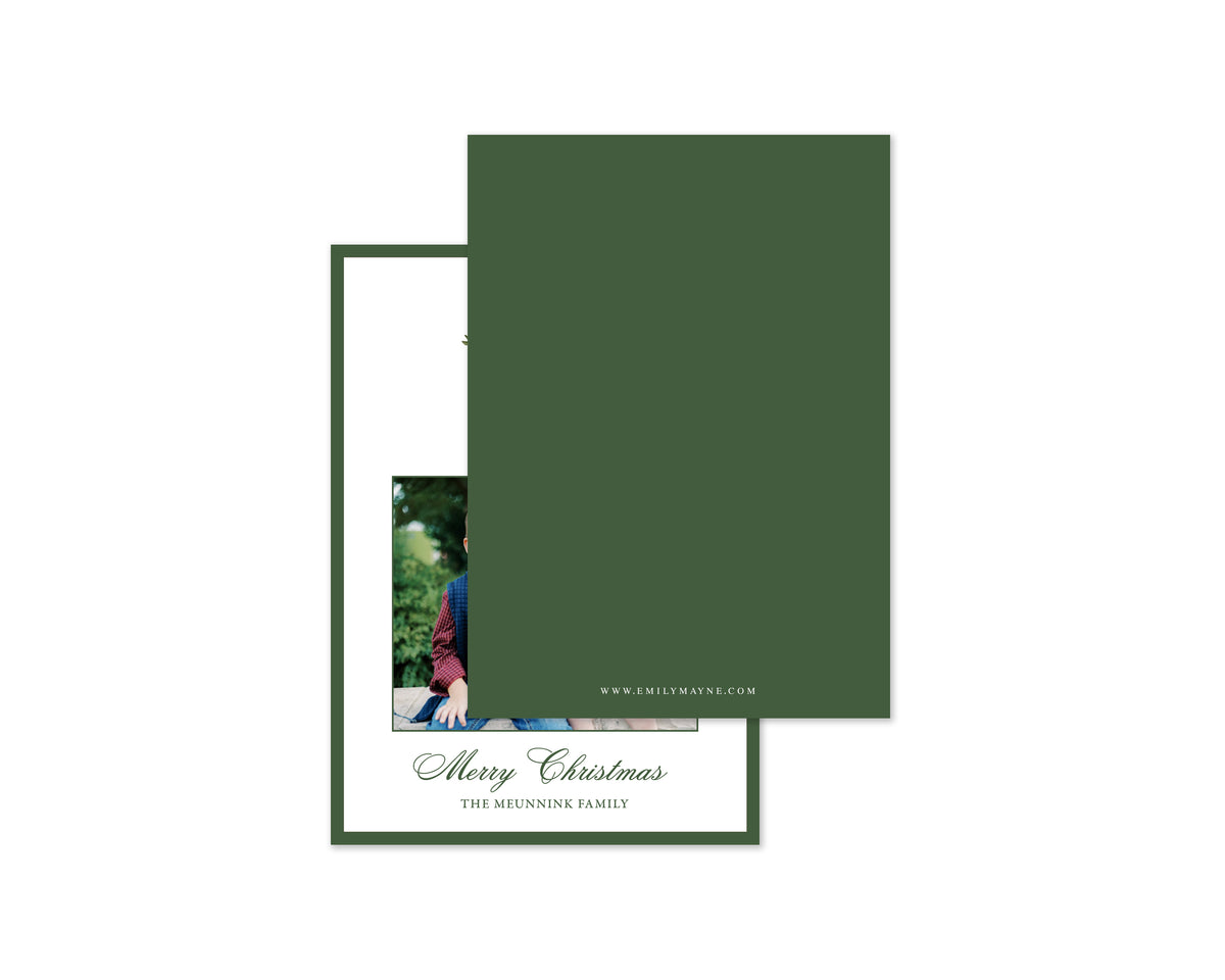 Abundance Crest Personalized Christmas Cards - Green