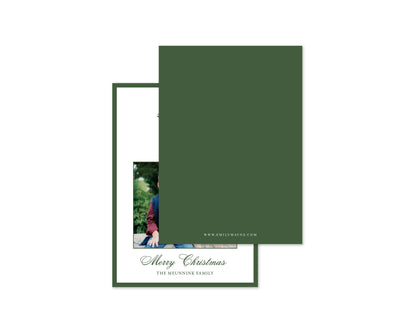 Abundance Crest Personalized Christmas Cards - Green