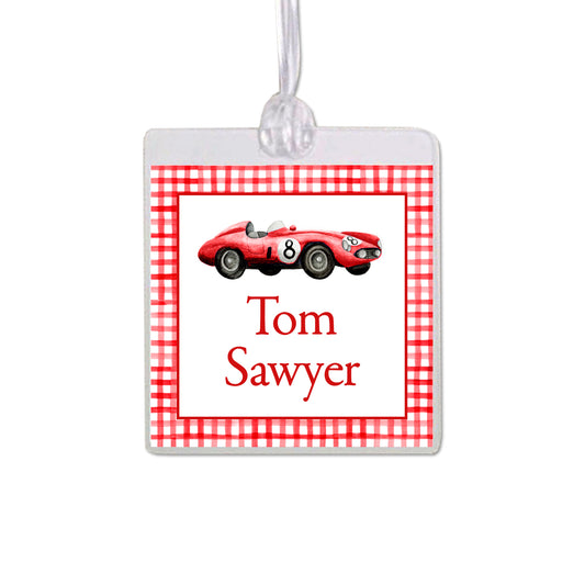 Red Race Car Bag Tag