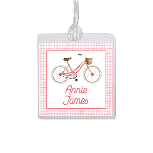 Pink Bicycle Bag Tag