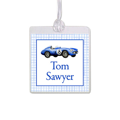 Blue Race Car Bag Tag