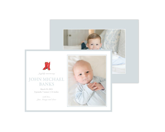 Red Boots Landscape Birth Announcement