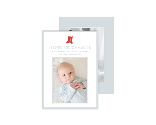 Red Boots Birth Announcement