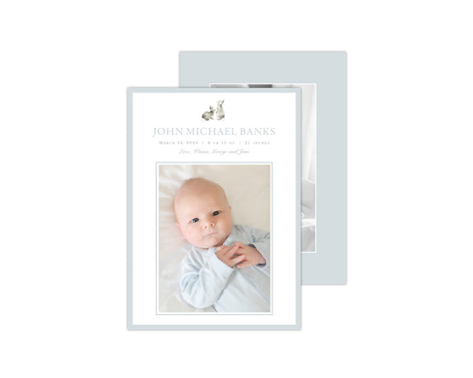 Classic Blue Bunnies Birth Announcement