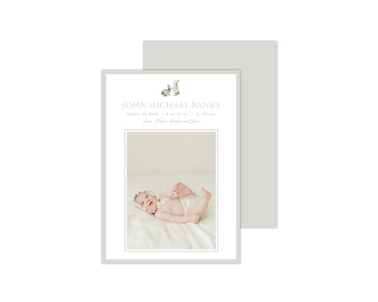 Gender Neutral Bunnies Birth Announcement