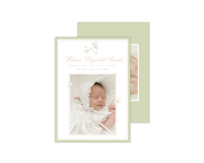 Green and Pink Butterflies Birth Announcement
